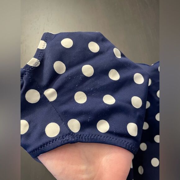 One Piece Blue White Polka Dot Swimsuit Women’s Size XL - Picture 5 of 9
